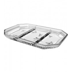 Petisqueira 21,5cm Por 14cm Com 3 Divisórias Pequenos Voadores Em Vidro